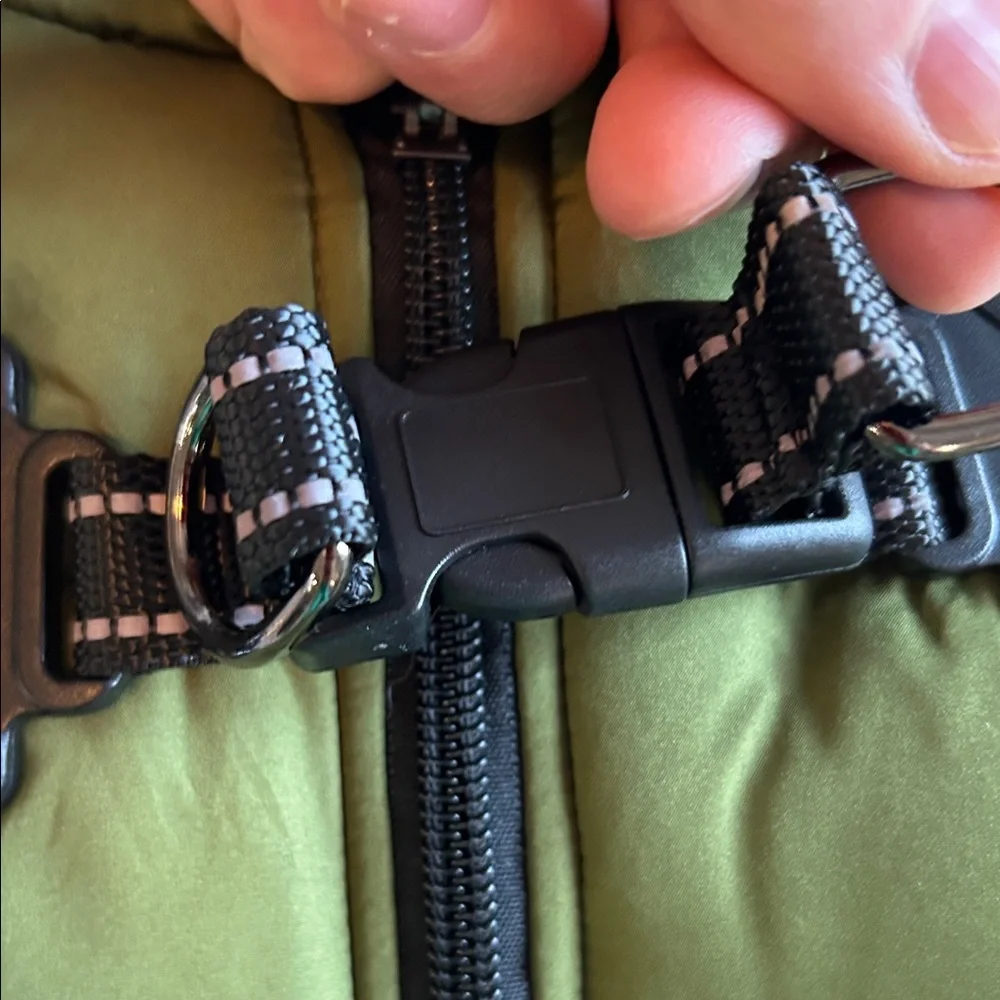 Small dog Green Vest with adjustable harness attached